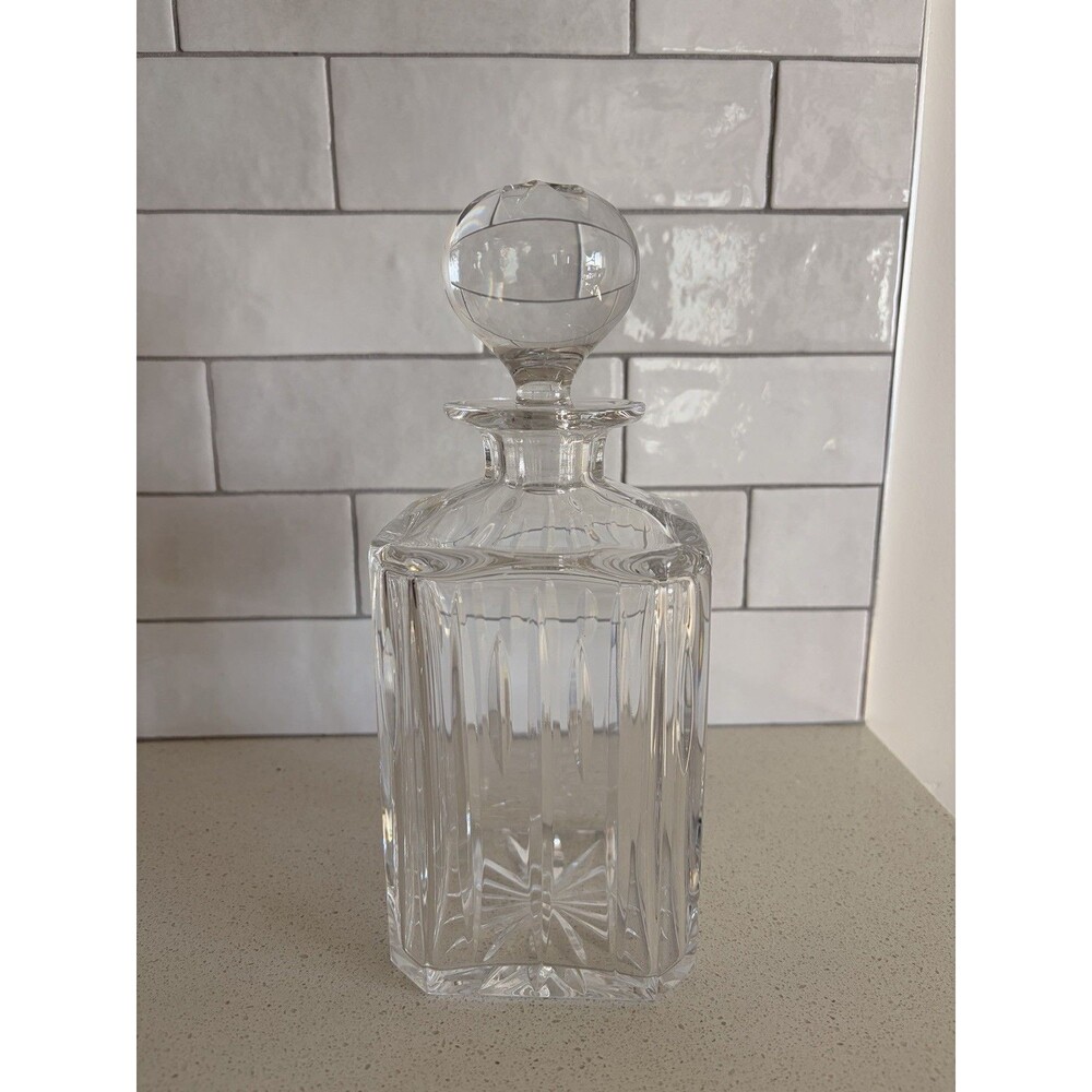 Vintage ATLANTIS Crystal "AZORES" Square Crystal Glass Decanter H 9.5" 30oz